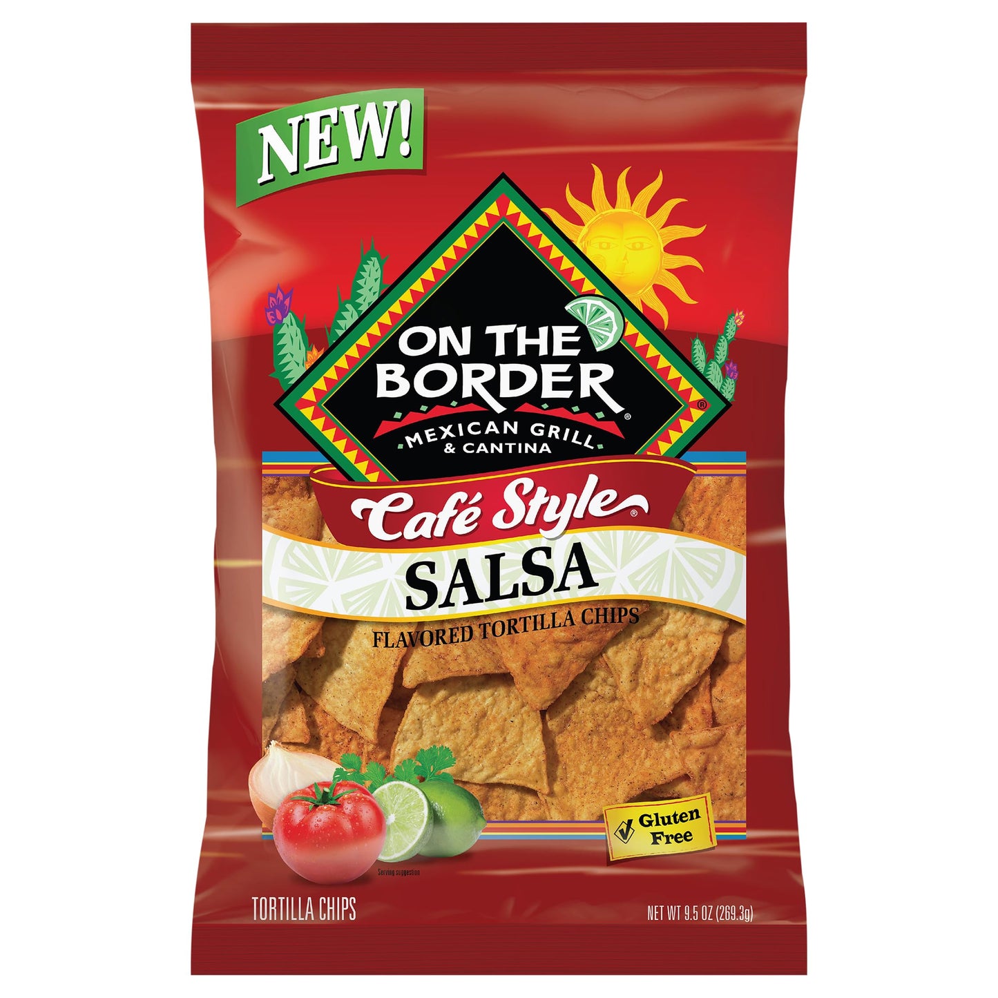 on the Border, Tortilla Chips Salsa Flavored, 9.5 Ounce