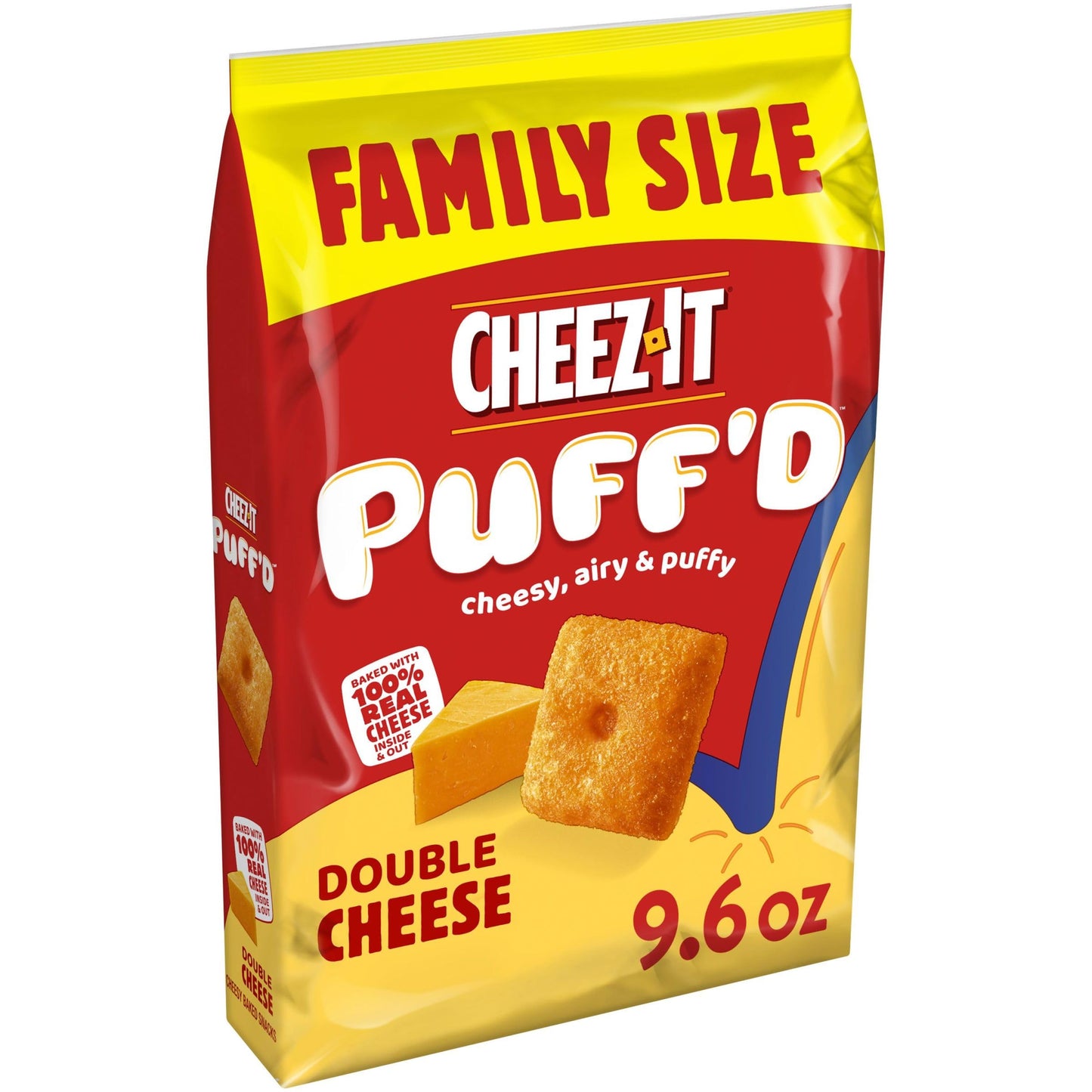 Cheez-It Puff'D Cheesy Baked Snacks, Puffed Snack Crackers, Kids Snacks, Double Cheese, 9.6Oz Bag (1 Bag)