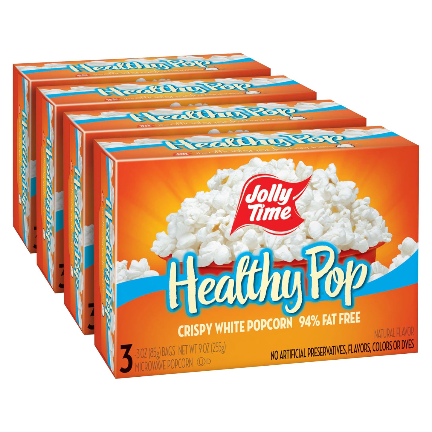 Jolly Time Healthy Pop Microwave Popcorn Low Fat Gluten Free Non-Gmo 3Oz Sharing Bag 3 Bags Per Carton (Healthy Pop - Crispy N White 3 Ounce (Pack Of 12))