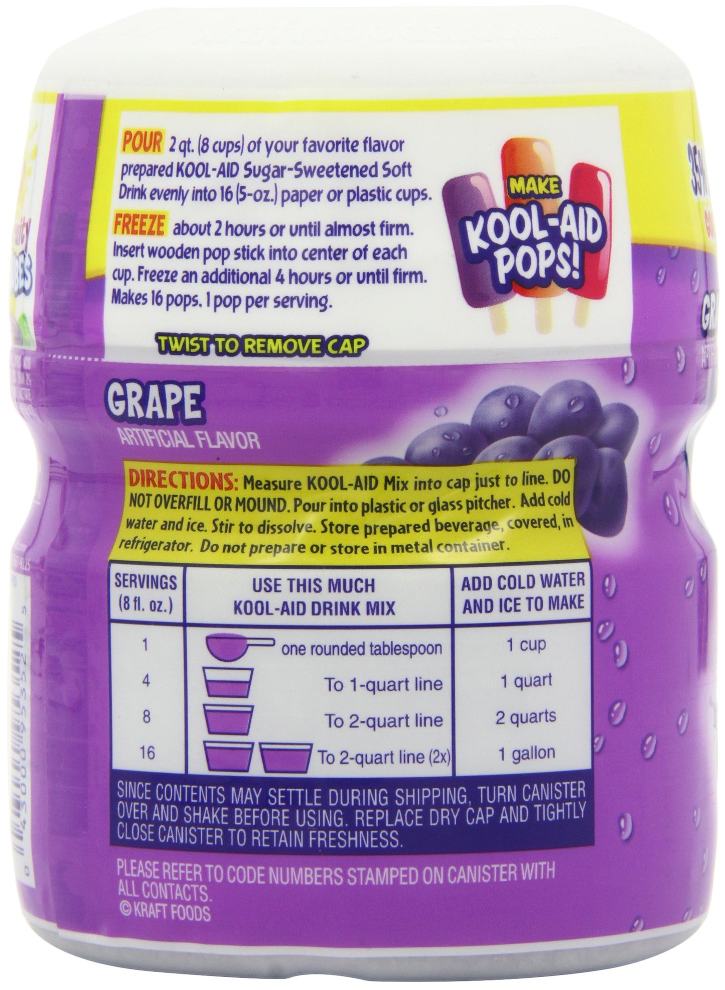 Kool-Aid Drink Mix, Sugar Sweetened Grape, 19-Ounce Container (Pack of 4)