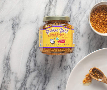 Garlic Gold Organic Toasted Garlic Granules In Extra Virgin Olive Oil, Crunchy Garlic In Olive Oil, Glass Jar 6.4 Oz