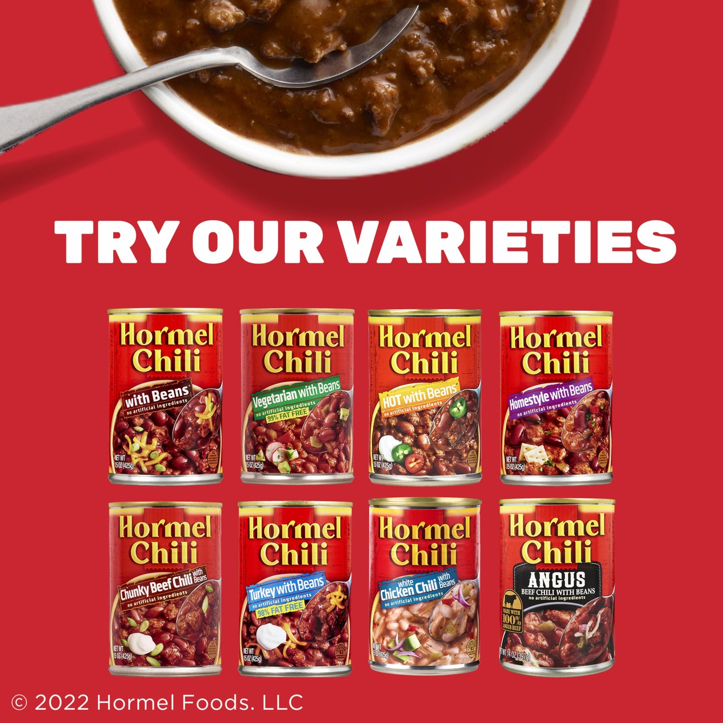 HORMEL Chili Chunky Beef Chili with Beans, No Artificial Ingredients, 15 Oz
