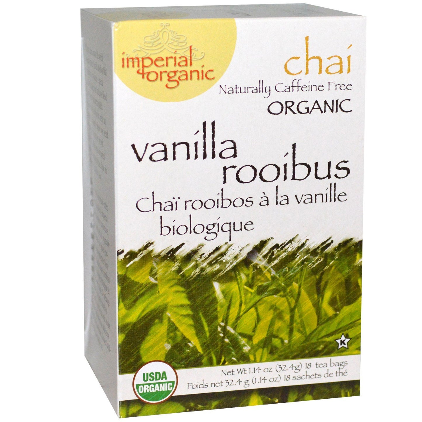 Uncle Lees Tea Organic Vanilla Rooibos Chai Tea, 18 Teabags, Red, Model IO8015