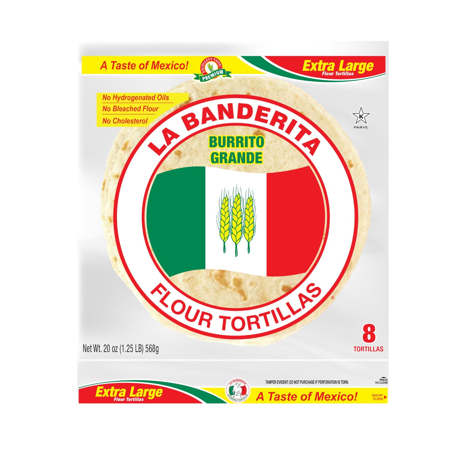 La Banderita Burrito | 10 Flour Tortillas | 20 oz.| 8 Count (Pack of 4)