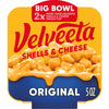 Velveeta Shells & Cheese Original Shell Pasta with 2X the Creamy Shells Big Bowl Microwave Meal, 5 oz Tray
