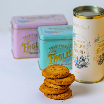 New English Teas Vintage Victorian Tea & Cookies Gift Set With 80 Fine English Teabags, 2 Tea Caddies And Luxury Cornish Biscuit
