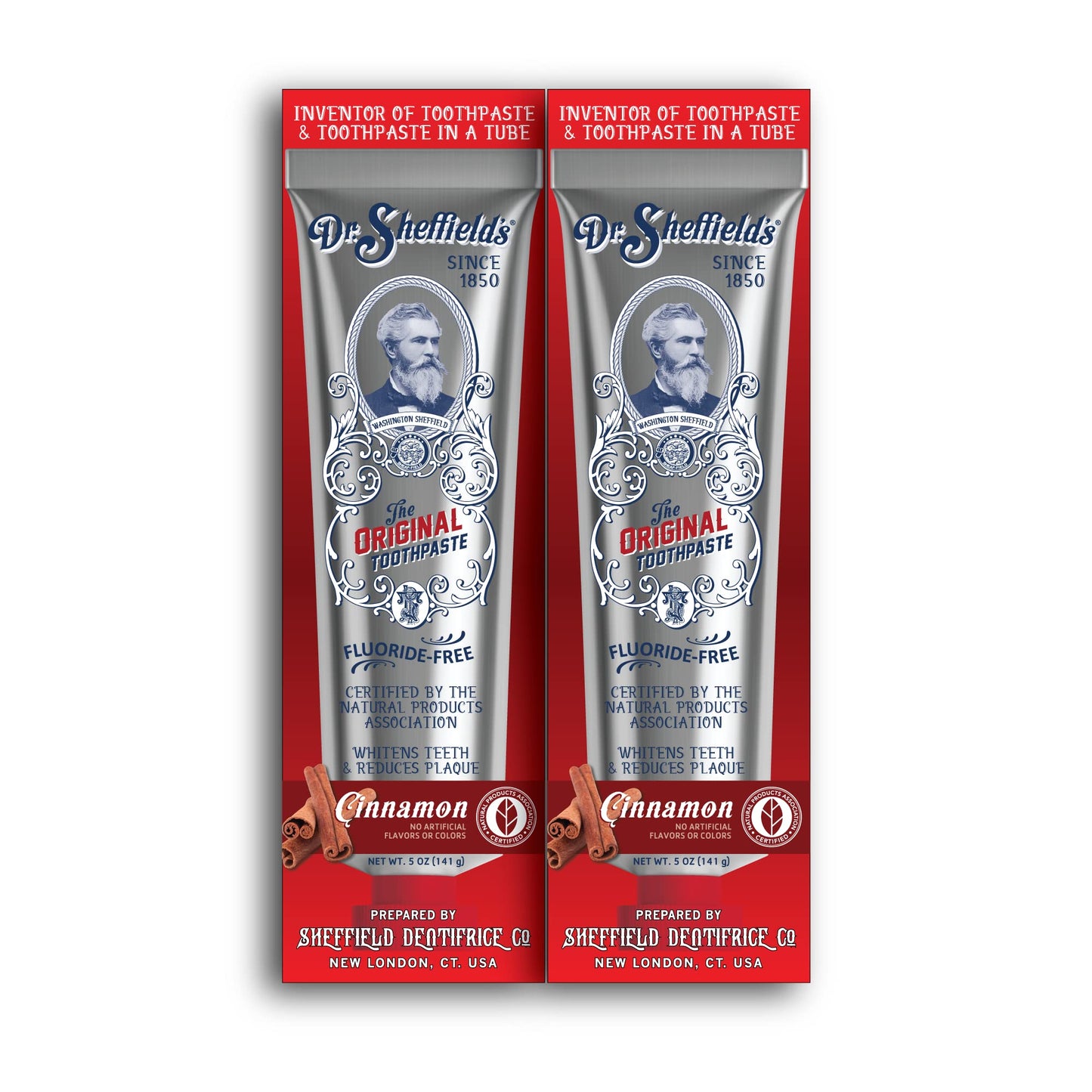 Dr. Sheffields Certified Natural Toothpaste (Cinnamon) - Great Tasting, Fluoride Free Toothpaste/Freshen Your Breath, Whiten You