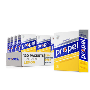 Propel Electrolyte Enhanced Water Drink Mix Powder Packets, Lemon, Zero Calorie & Zero Sugar Hydration with Electrolytes and Vit
