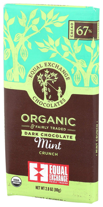 Equal Exchange Organic Dark Chocolate Mint Crunch 80G, 2.8 Oz