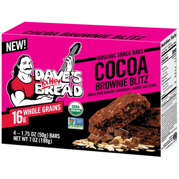 Dave'S Killer Bread Cocoa Brownie Blitz Organic Snack Bars, 4 Individually Wrapped Snack Bars (Pack Of 1)