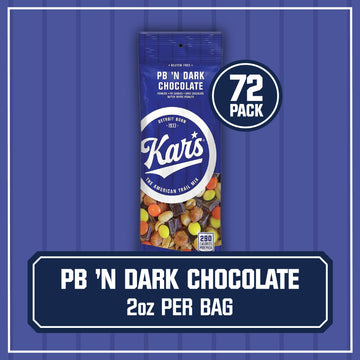 Kars Nuts Peanut Butter N Dark Chocolate Trail Mix - 2 oz Individual Snack Packs - Bulk Pack of 72, Gluten-Free Snack Mix