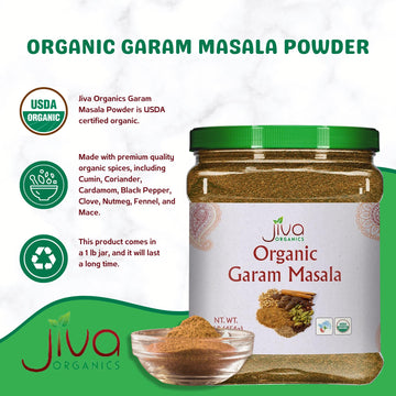 Jiva Organics Organic Garam Masala Powder 1 Pound Bulk Jar - Non-Gmo, Salt Free, Premium Indian Spice Blend