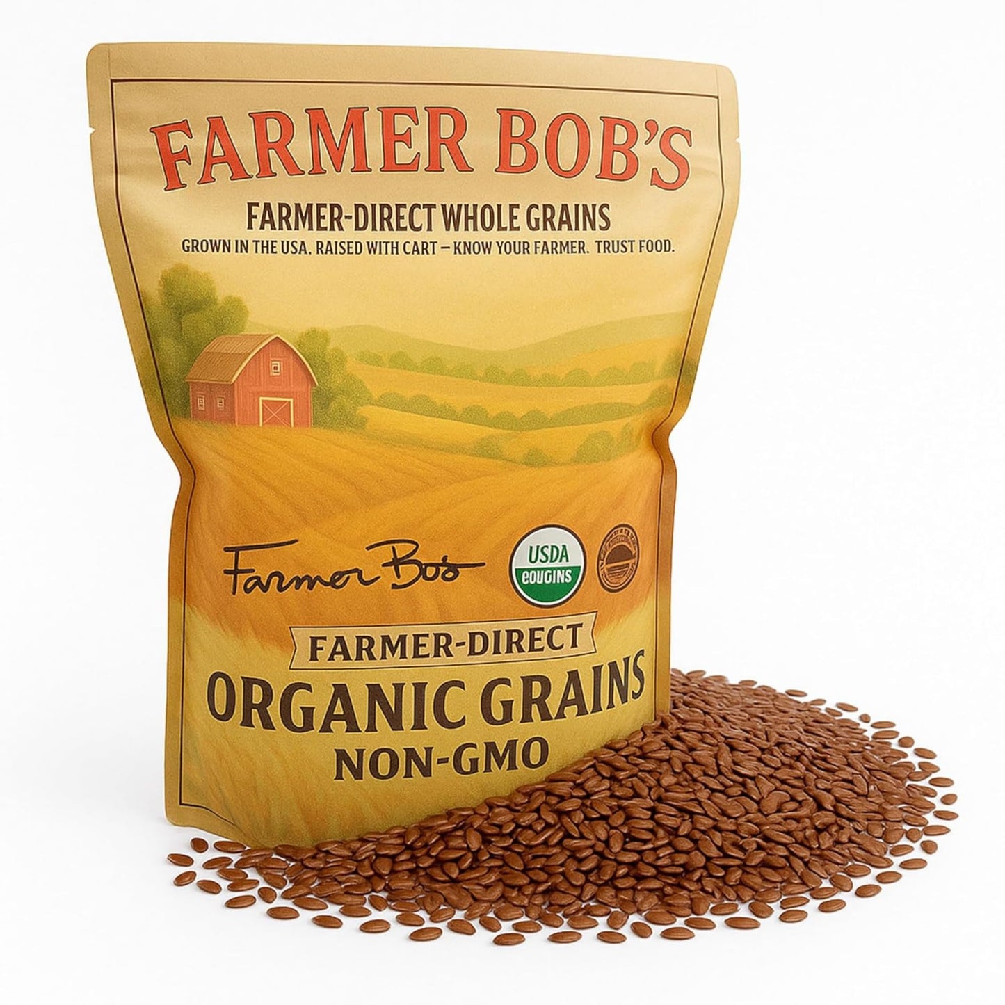Farmer BobS Organic Flax Seed - Usda Certified Non-Gmo Raw Brown Flax Seeds - Whole Farmer-Direct Superfood For Nutrient-Rich Diets Gluten Free Vegan Sproutable Plant-Based Protein 5Lb Bag