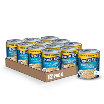Progresso Rich & Hearty Gluten Free Broccoli Cheese Soup With Bacon, 18 oz. (Pack of 12)