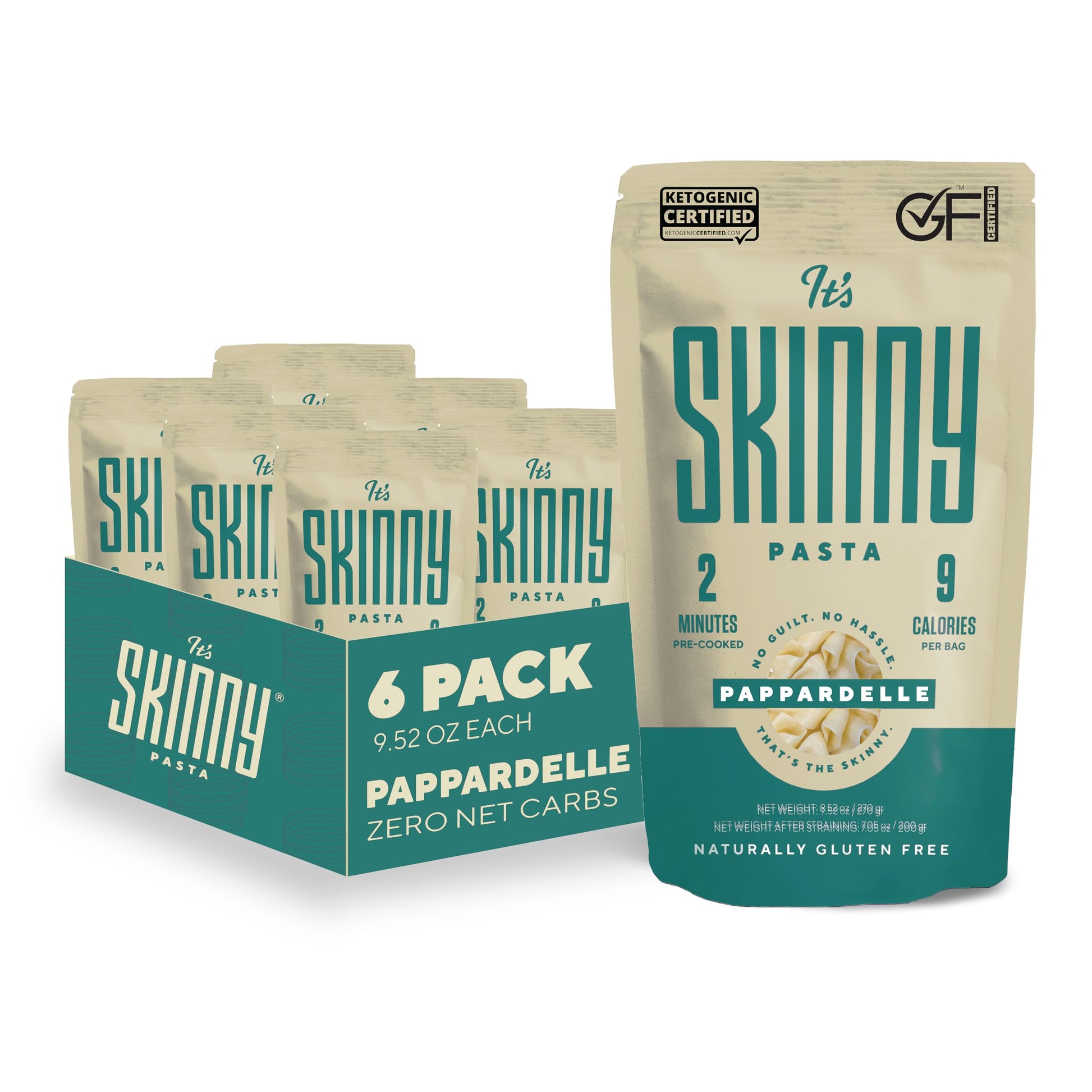 Its Skinny Pappardelle Noodles -Pre-Cooked Konjac Shirataki Noodles, Vegan Italian Pappardelle Pasta, High Fiber & Gluten Free,