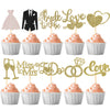 60 Pcs Bride to be Cupcake Toppers,Glitter Wedding Cupcake Toppers I Do Love Heart Ring Cupcake Picks for Bridal Shower Wedding