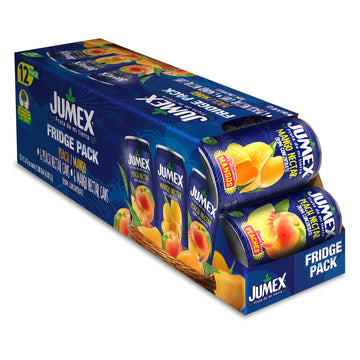 Jumex Mango Nectar Juice & Peach Nectar - Made with Fresh Fruit Puree - Tropical Fruit Juice Concentrate for Smoothie Mix Cocktail Mixers & Kids Beverages - 11.3oz 12 Pack Canned Drinks