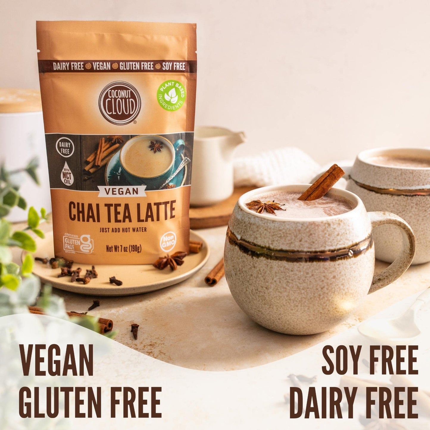 Coconut Cloud Vegan Spiced Chai Tea Latte, Dairy Free, Gluten Free, 7 oz