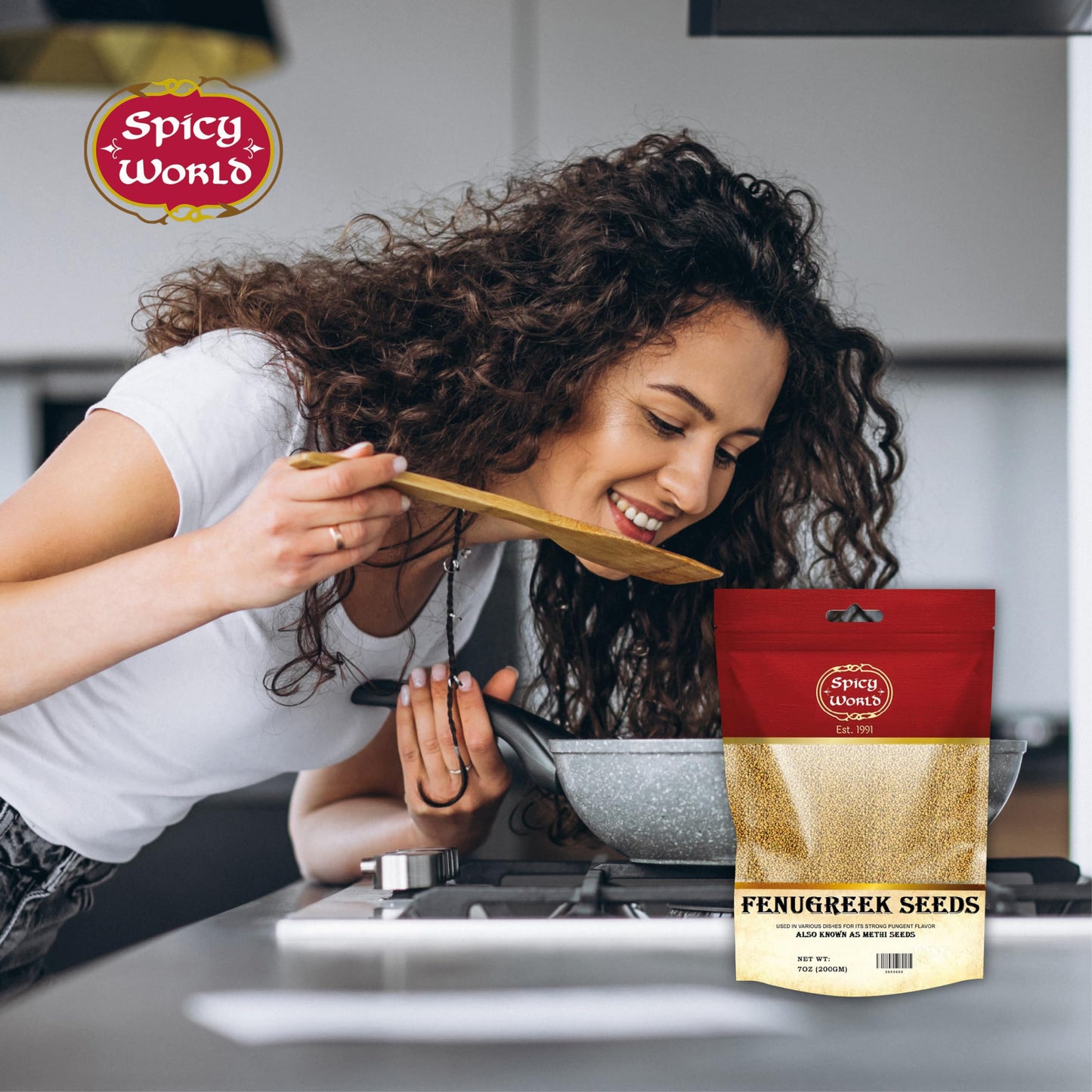 Spicy World Fenugreek Seeds (Methi) 7 Ounce Bag - All Natural & Pure - Resealable Bag