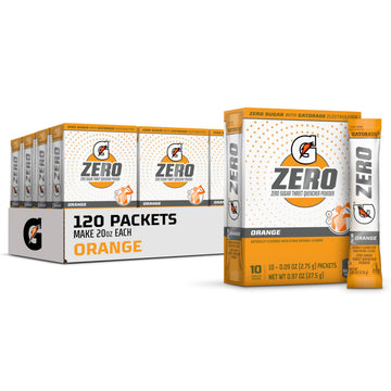 Gatorade G Zero Sports Drink Mix Powder Packets, Orange, Electrolyte Powder Drink Mix for Hydration, Zero Sugar, Total 120 Packe