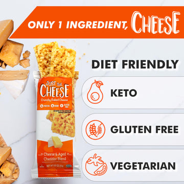 Just The Cheese Cheese Crisps | High Protein Baked Keto Snack | Made With 100% Real Cheese | Gluten Free | Low Carb Lifestyle |