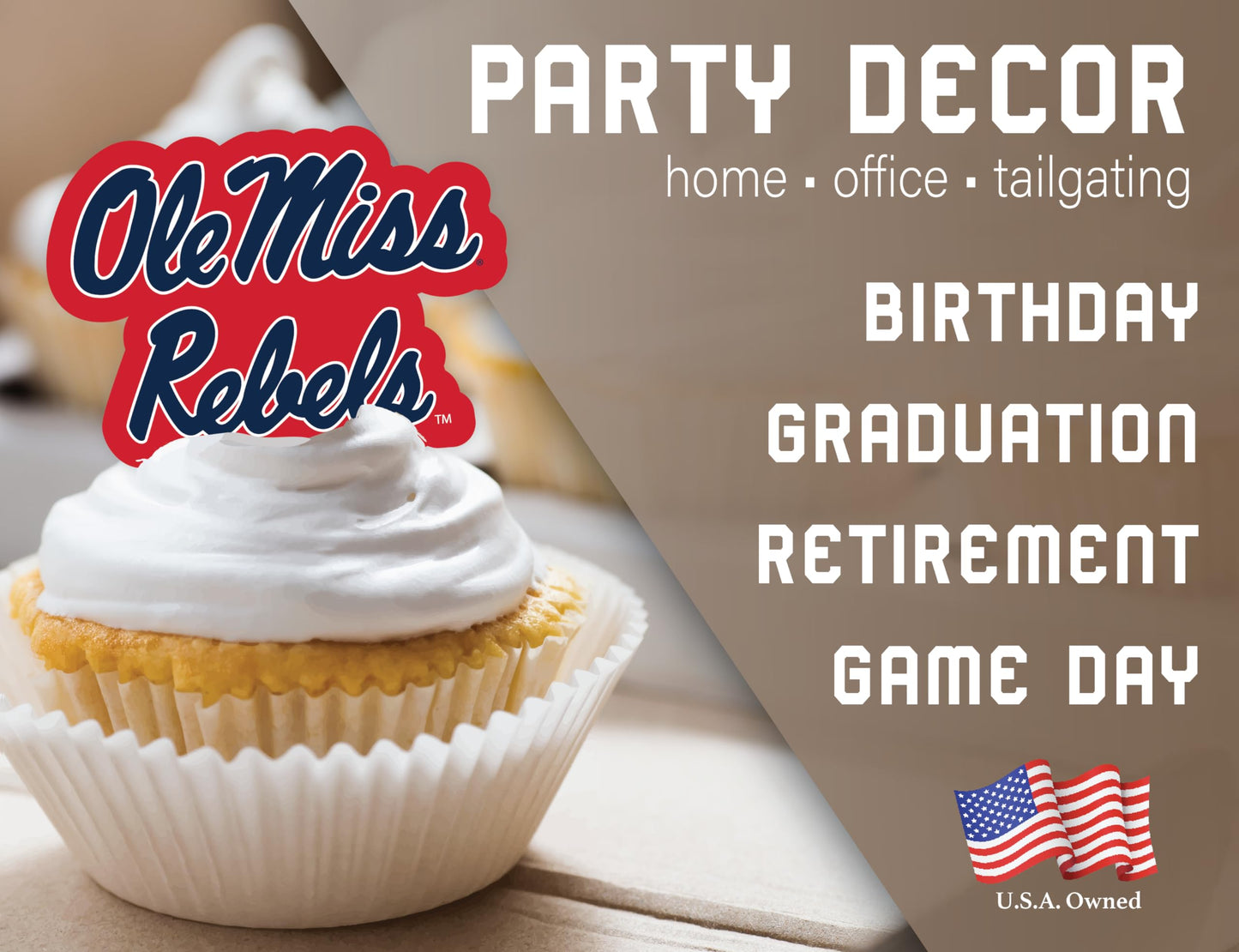 Ole Miss Rebels Cupcake Toppers (24 Pcs) University Of Mississippi Rebels Party Supplies For Football, Birthday Gift, Graduation