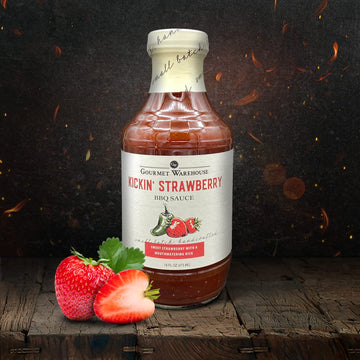 Gourmet Warehouse Kickin' Strawberry Bbq Sauce, Premium Barbecue Sauces 16 Ounces No Hfcs (Pack Of 2)