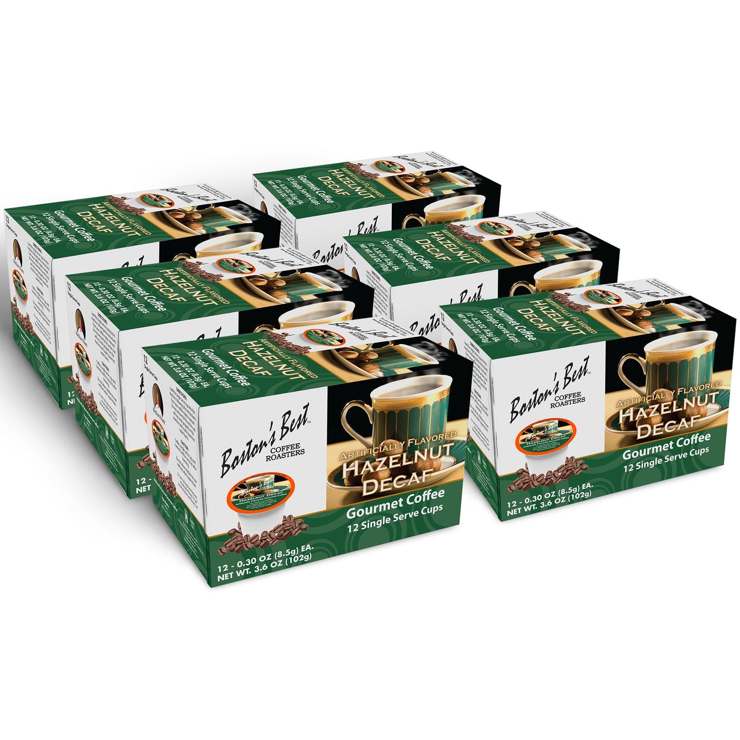 Bostons Best - Hazelnut Decaf Gourmet Delicious Medium Roast Coffee Nutty Flavored Compatible With Keurig Coffee Maker 1 Count (72 Single Serve Cups)