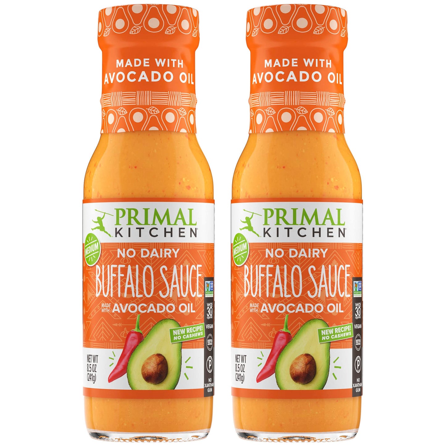 Primal Kitchen No Dairy Buffalo Sauce, Made with Avocado Oil, Pack of 2, 8.5 Ounce