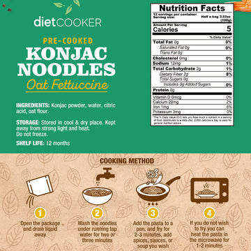 DIET COOKER Shirataki Noodles, Keto & Vegan Friendly, Zero Net Carbs, 9.52 oz (Pack of 10)