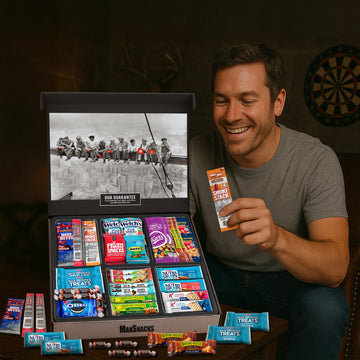 Snack Care Package For Men - Healthy Snack Box With Jerky, Granola Bars, Nuts, Fruit Snacks, And Cookies- Gifts For Dad Or Husba