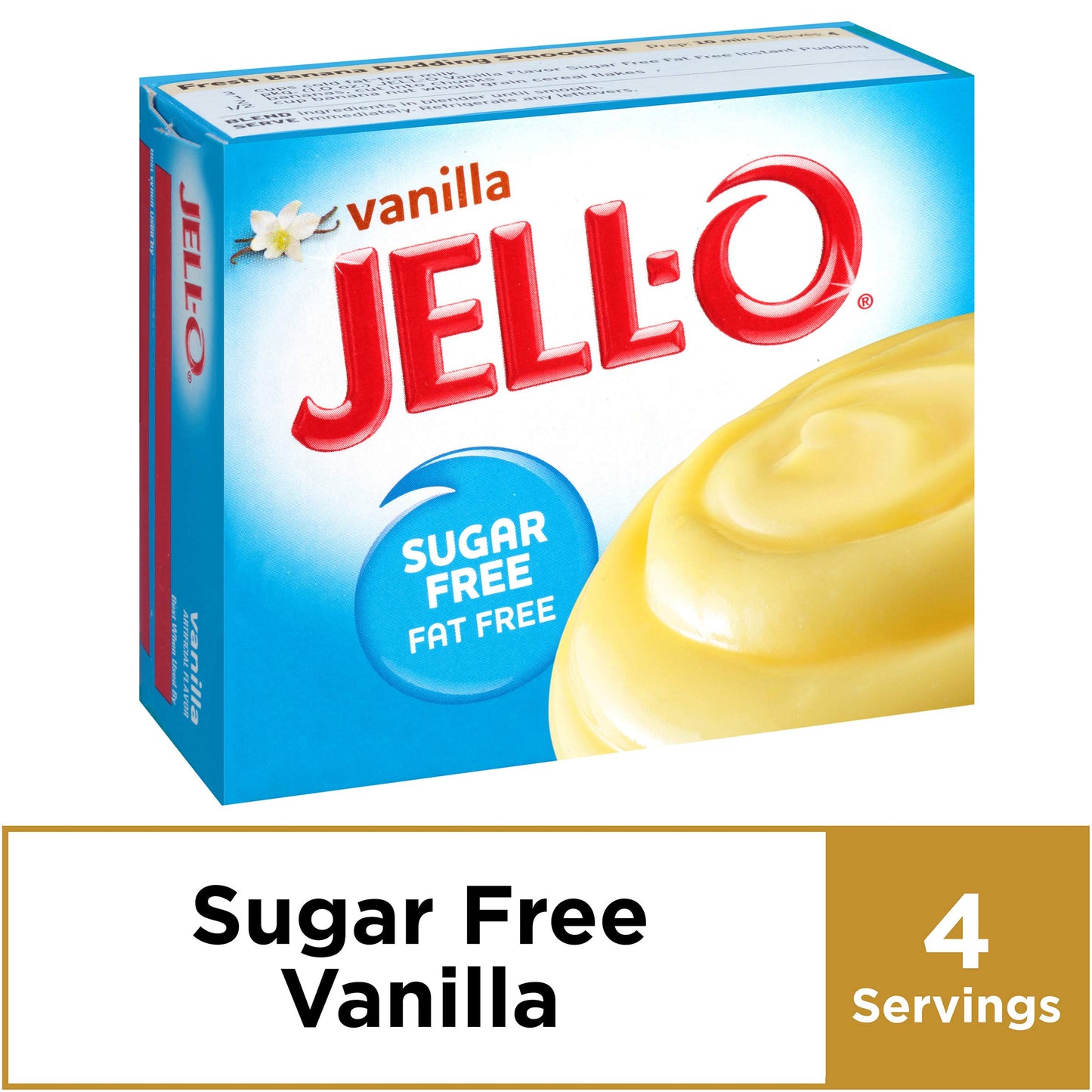 Jell-O Vanilla Instant Pudding & Pie Filling, Sugar Free, Fat Free, 1 oz Pack of 4