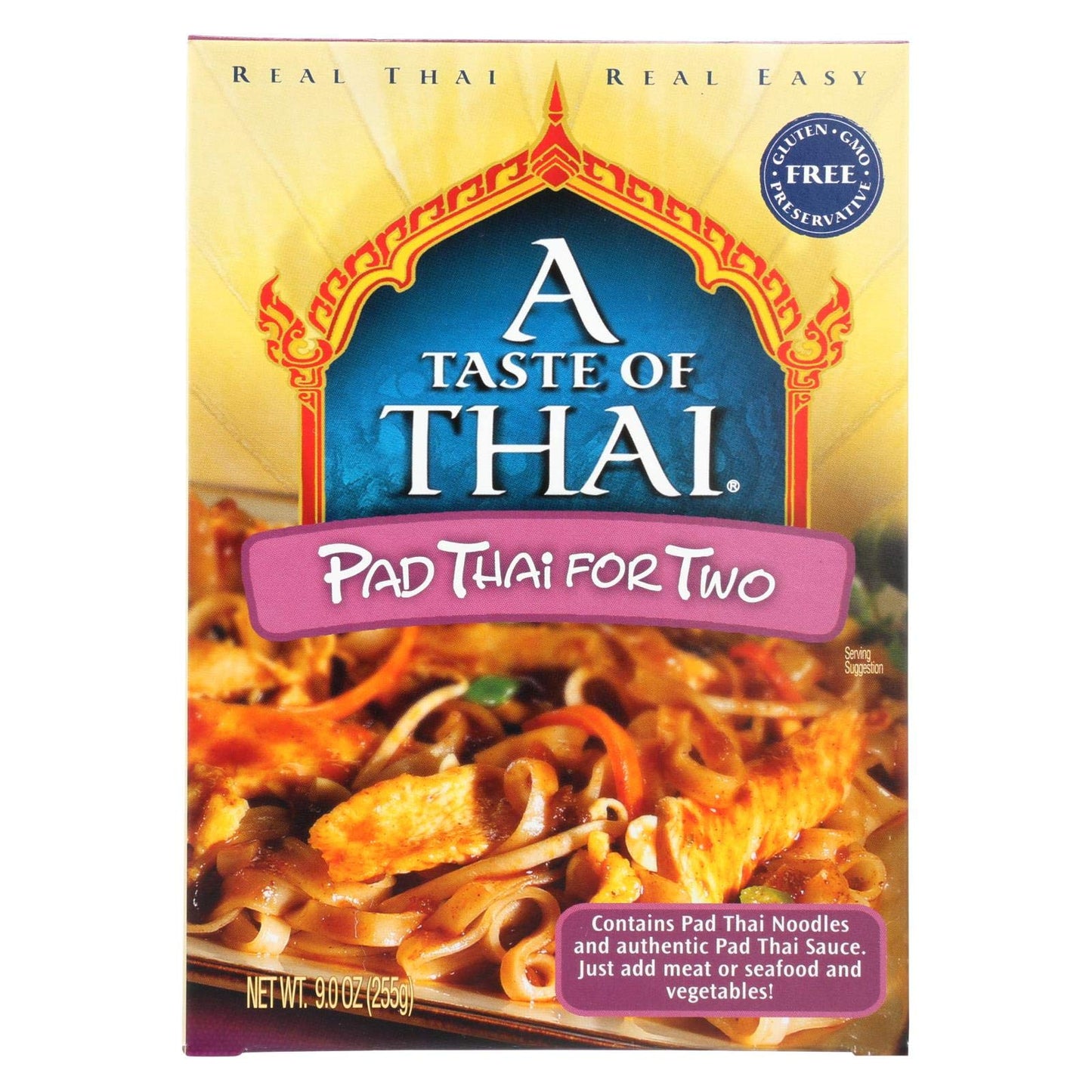A Taste of Thai Pad Thai for Two Mix - 9oz Pack of 6 Heat & Eat Kit Includes Instant Noodles & Authentic Pad Thai Sauce | Gluten