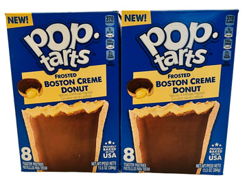 Boston Creme Donut Frosted Pop Tarts, two 13.5oz Boxes (8 Toaster Pastries in each box for a total of 16) 8 Count (Pack of 2)