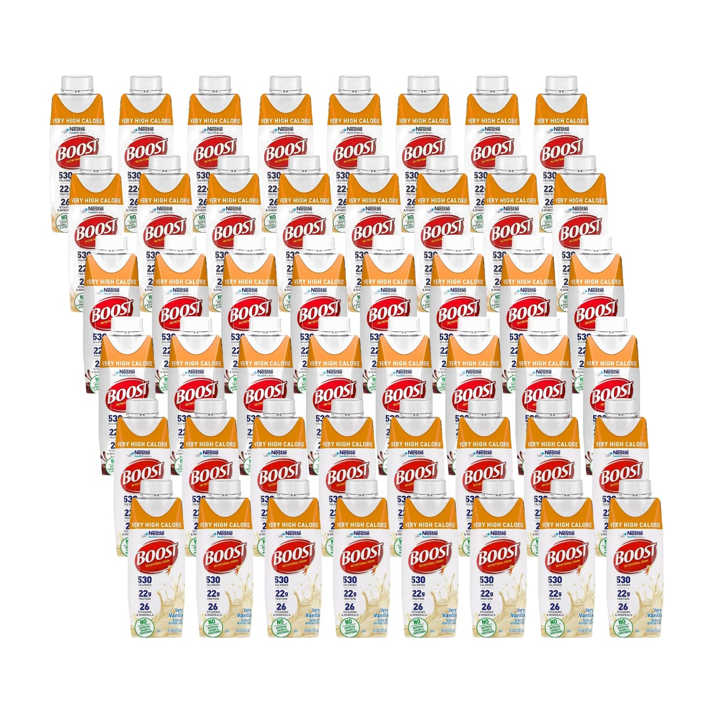 BOOST Very High Calorie Nutritional Drink Variety Pack, 48 Packs, 8 Fl Oz Each (16 Vanilla, 16 Strawberry, 16 Chocolate)