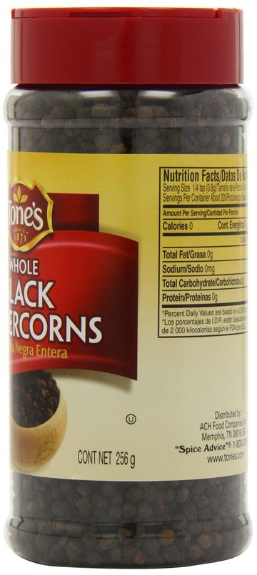 Tone'S Whole Black Peppercorns, 9 Ounce