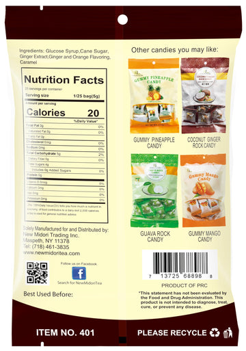 Gt Amber Ginger Rock Candy, 4.41 Ounce Bag (4-Pack)