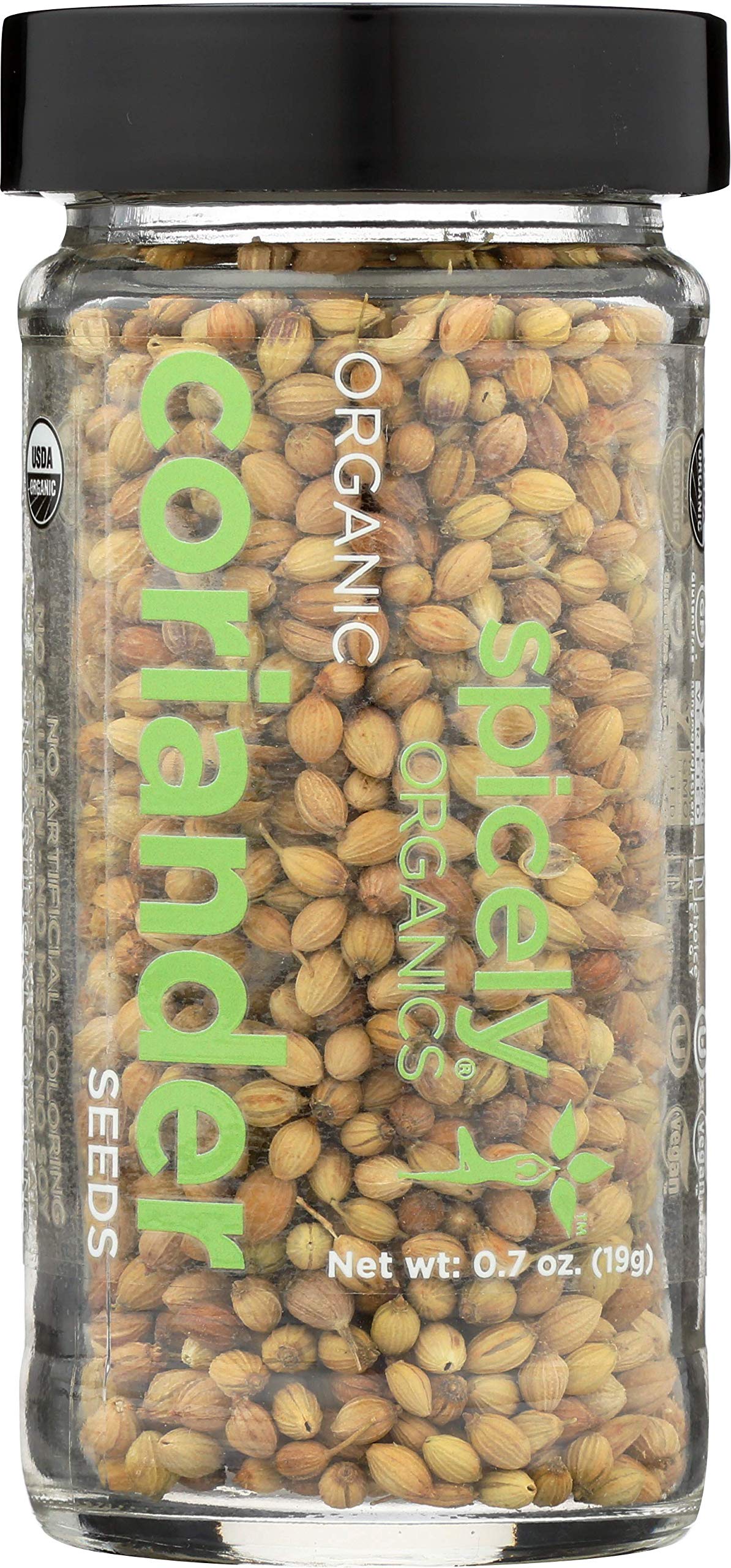 Spicely Organic Coriander Seeds Whole 0.70 Ounce Jar Certified Gluten Free