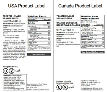 Food To Live Toasted Hulled Sesame Seeds, 8 Ounces - Crunchy And Nutritious Snack, Oven Roasted, Unsalted, No Oil Added, Perfect