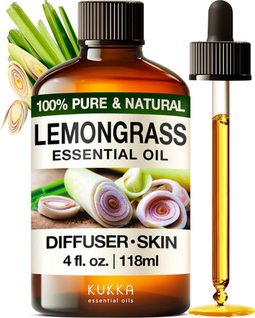 Kukka Lemongrass Essential Oil For Diffuser - 100% Natural Therapeutic Grade Lemongrass Oil For Hair - Cleansing & Nourishing Le