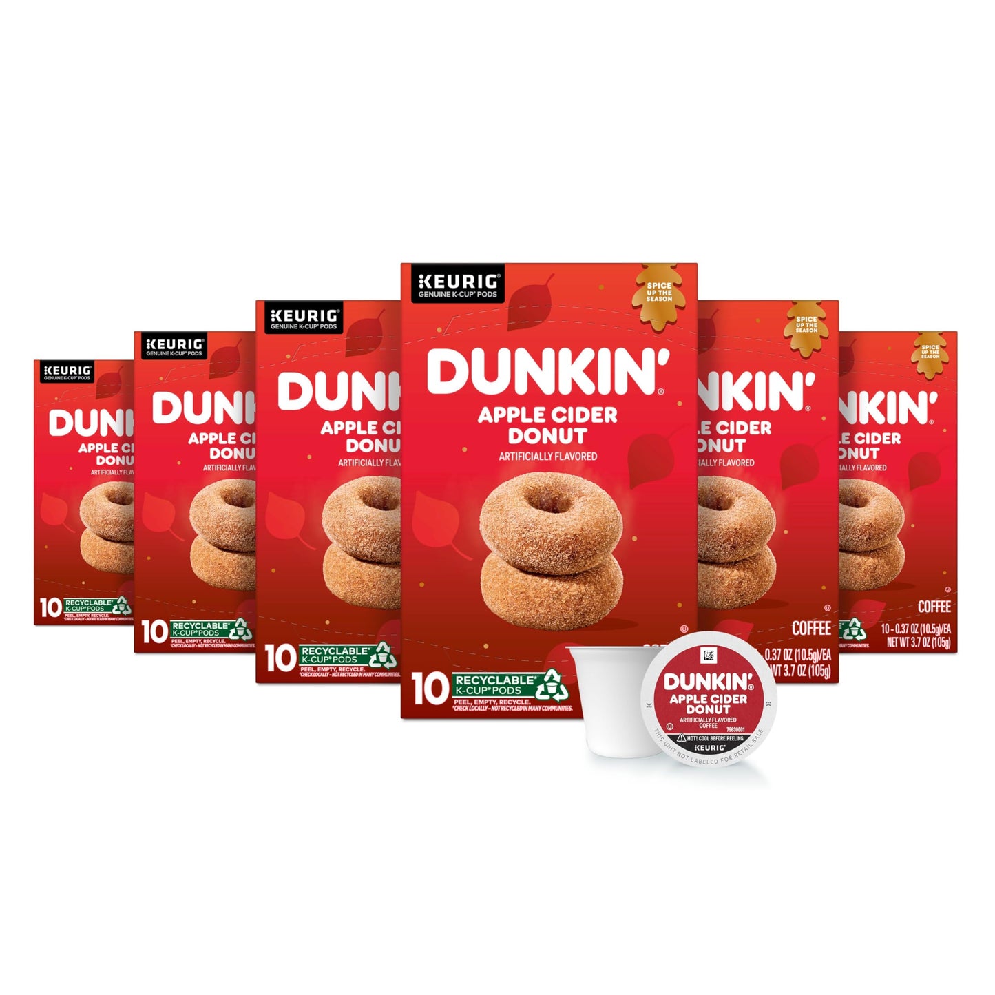 Dunkin Apple Fruit Beverage Donut Artificially Flavored Coffee Keurig K-Cup Pods 10 Count Box (Pack Of 6)