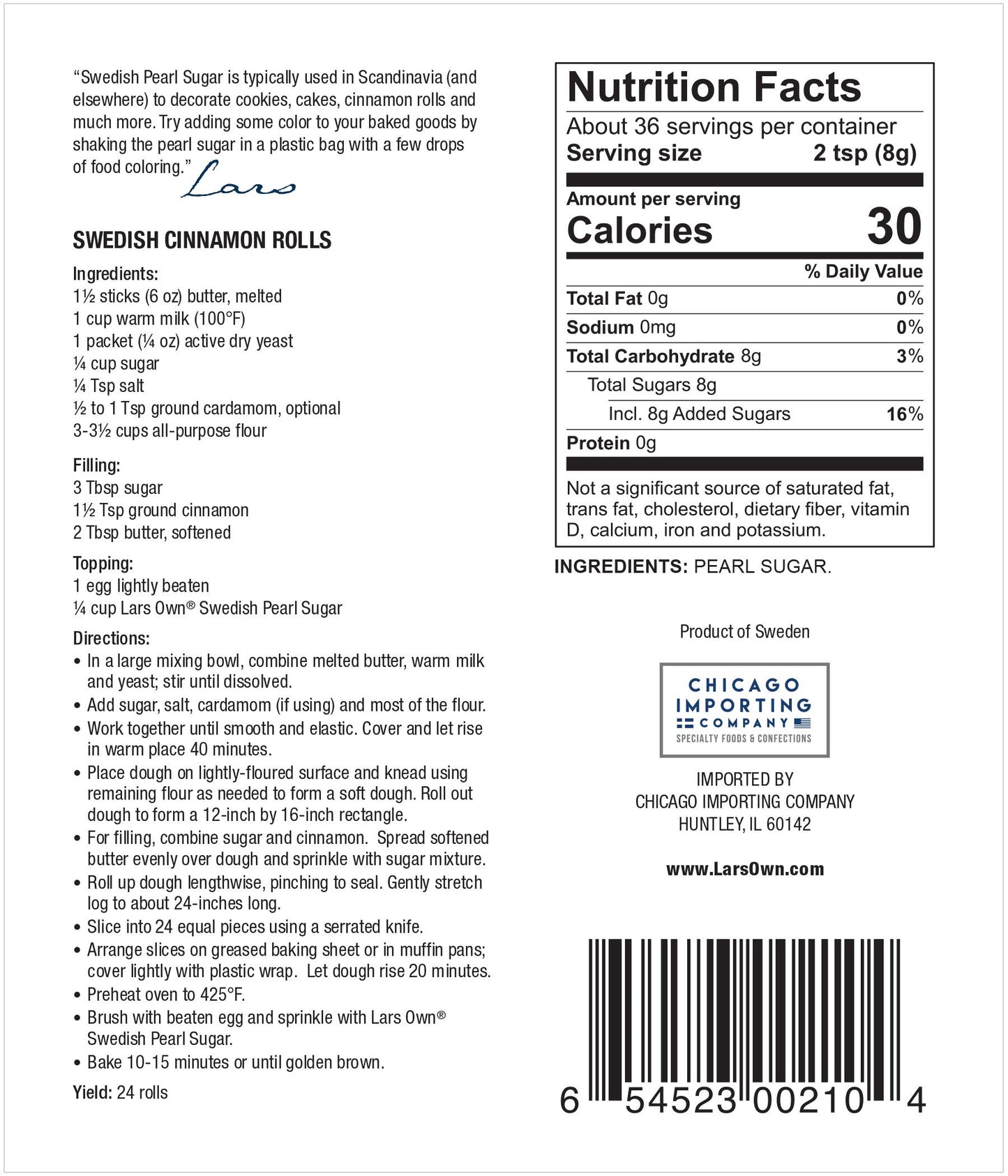 Lars' Own Swedish Pearl Sugar, 10-Ounce Packages (Pack Of 6)