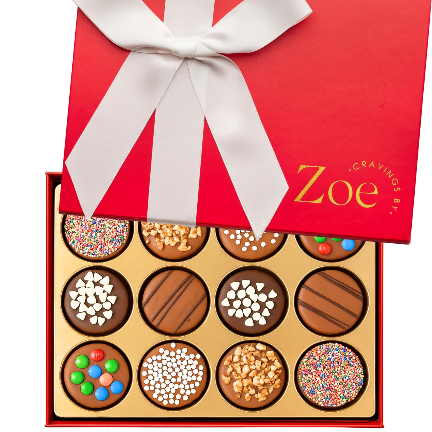 Cravings By Zoe Mothers Day Chocolate Covered Cookies Gift Basket | 12 Count | Kosher Milk & Dark Belgian Chocolate Gourmet Food Gift Box | Birthday Thank You Candy Gifting Men Women Him Her Mom