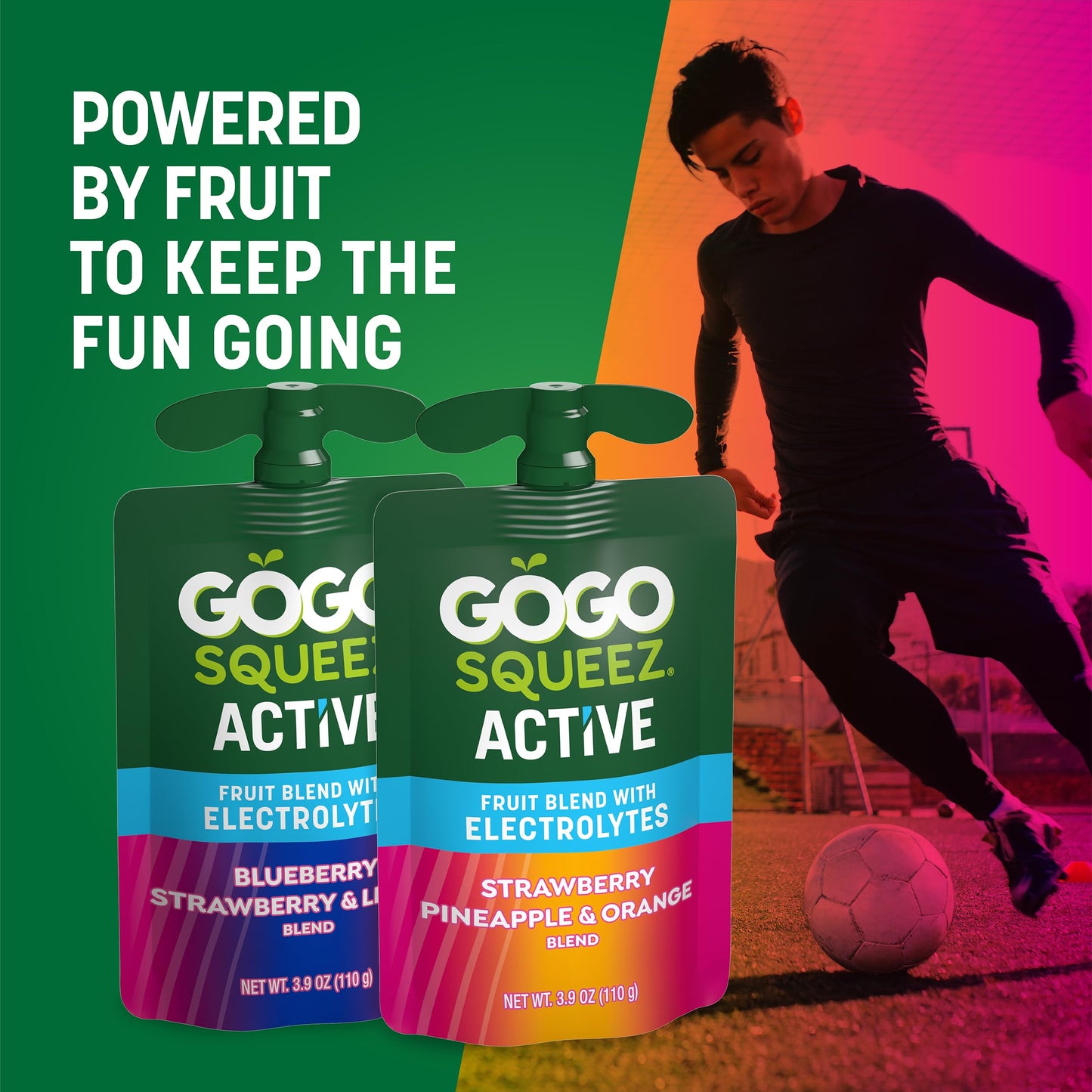 GoGo squeeZ Active Fruit Blend with Electrolytes | 18-Count Variety Pack | Blueberry Strawberry Lemon & Strawberry Pineapple Ora