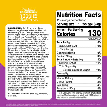 Natures Garden Probiotic Yoggies Trail Mix Multipack 24oz (Lemonberry 12x1oz + Mixed Berry 12x1oz) - Yogurt Covered Fruit & Nut Snack for mature-themeds & Kids - High Fiber Gluten-Free No Artificial Flavors and Colors Variety Pack