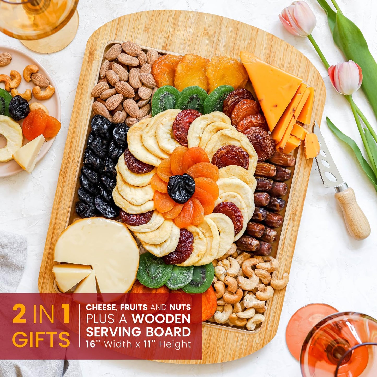 Cheese and Snack Charcuterie Board | Gift Basket for Fathers Day, Parties, Host, Hostess, Party Platter, Savory Assortment Tray