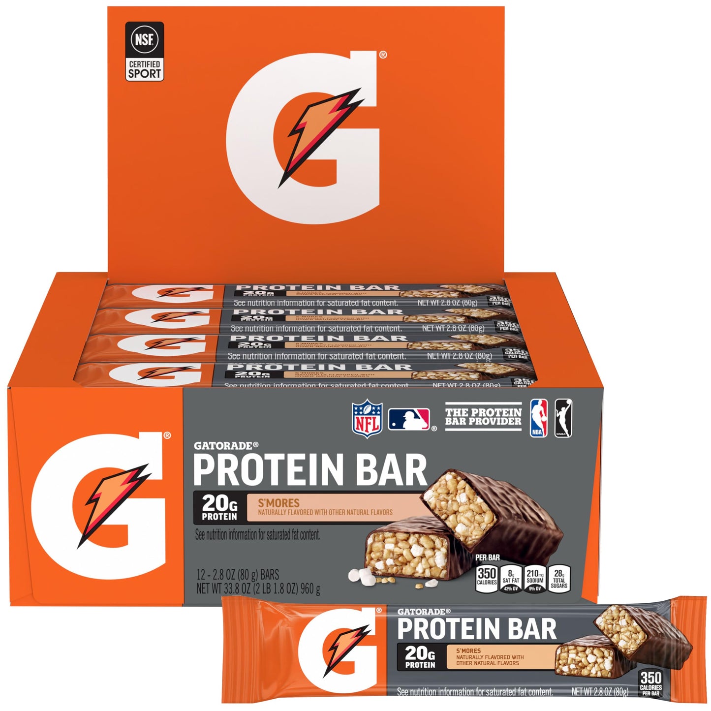 Gatorade Whey Protein Recover Bars, Smores, 12 Count(Pack Of 1)