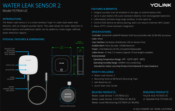 Yolink Water Leak Sensor 2,1/4 Mile World'S Longest Range Smart Home Water Leak Sensor,Water Leak Detector With Built-In Siren U