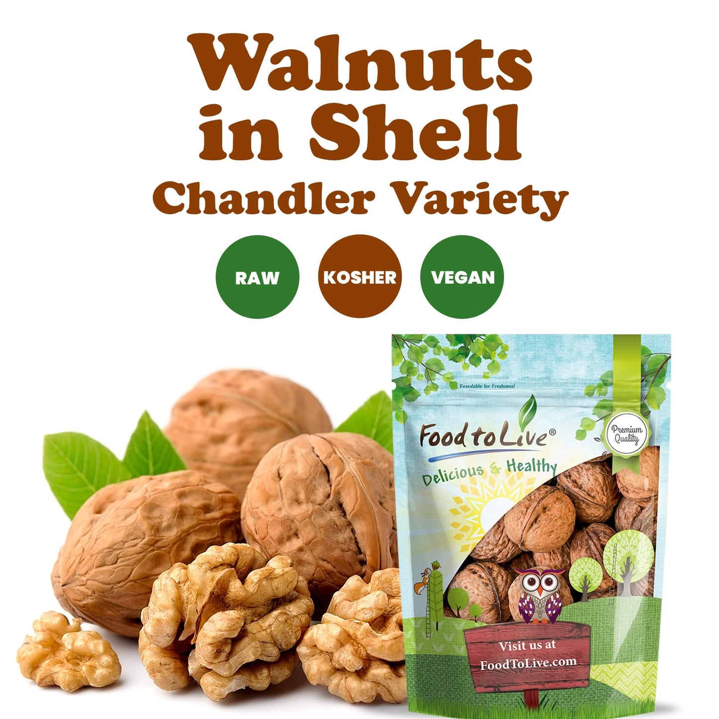 Food To Live Jumbo Walnuts In Shell, 1 Pound - California Chandler Variety. Rich In Omega-3S And Antioxidants. Keto-Friendly, Fr