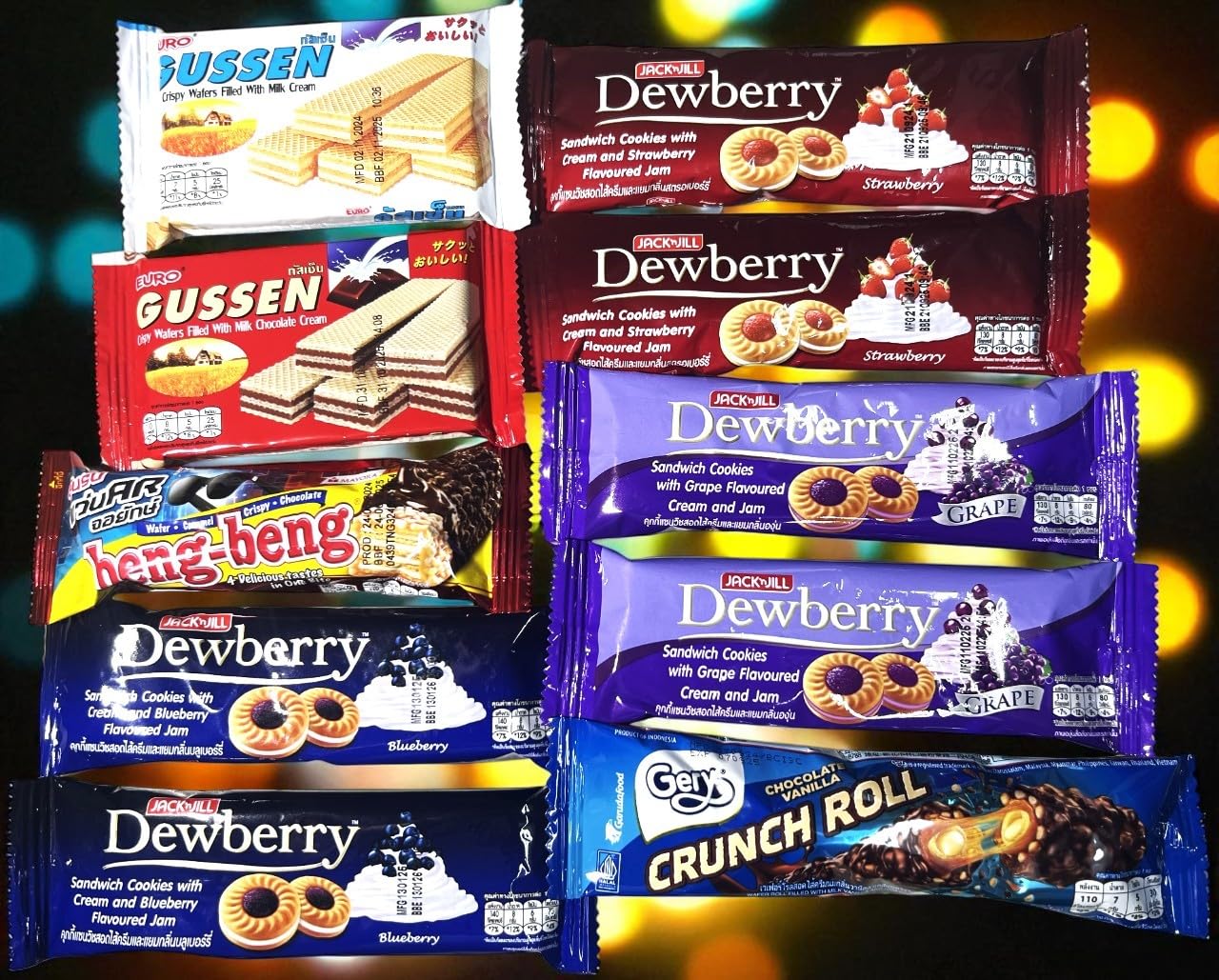 Thai Cookies & Wafers Snack Bundle - 10-Pack Assorted Sweet Treats Gift Box from Thailand